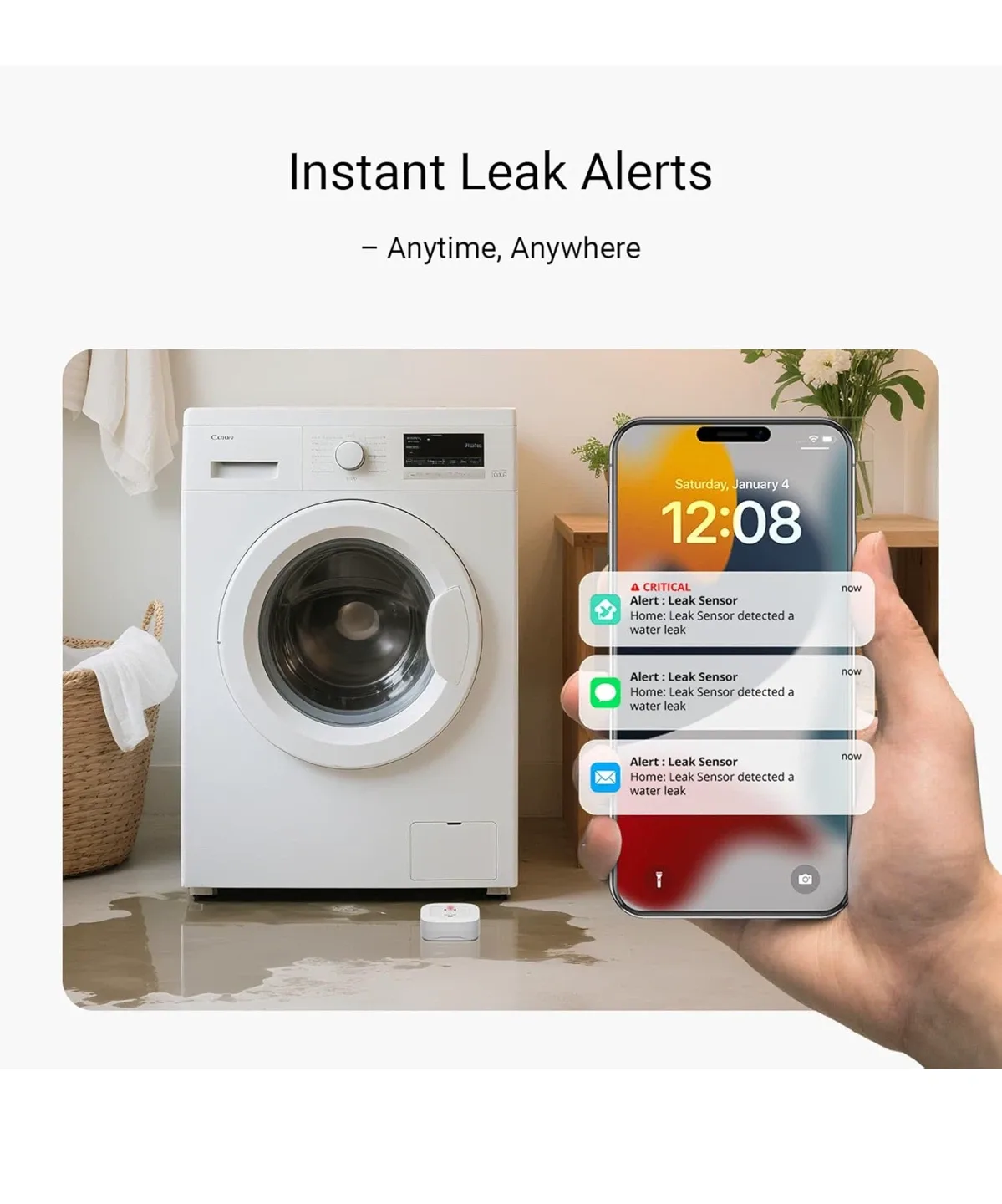 YoLink Smart Home Water Leak Sensor 4 sensor 1 hub image indicator(3)