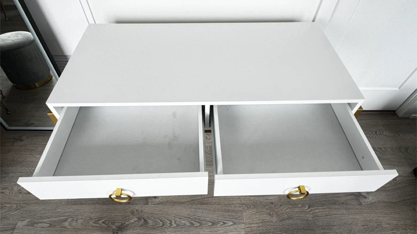 White Makeup Table Writing Desk  2 Storage Drawers image indicator(5)