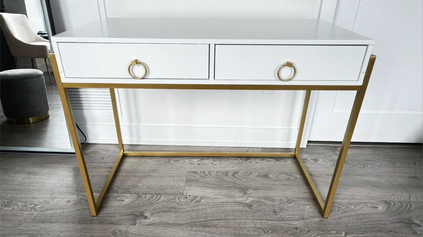 White Makeup Table Writing Desk  2 Storage Drawers image indicator(3)