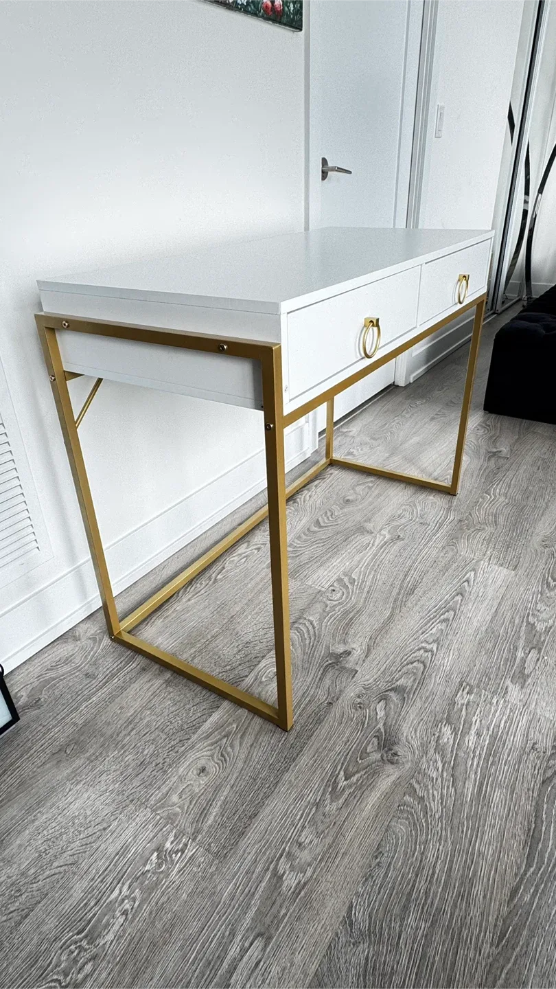 White Makeup Table Writing Desk  2 Storage Drawers image indicator(6)