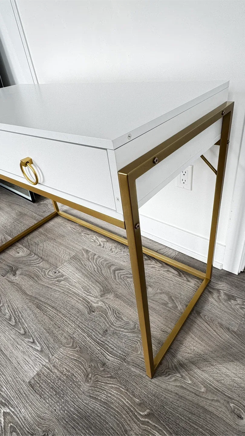 White Makeup Table Writing Desk  2 Storage Drawers image indicator(4)