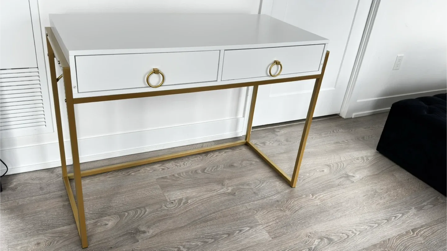 White Makeup Table Writing Desk  2 Storage Drawers image indicator(7)