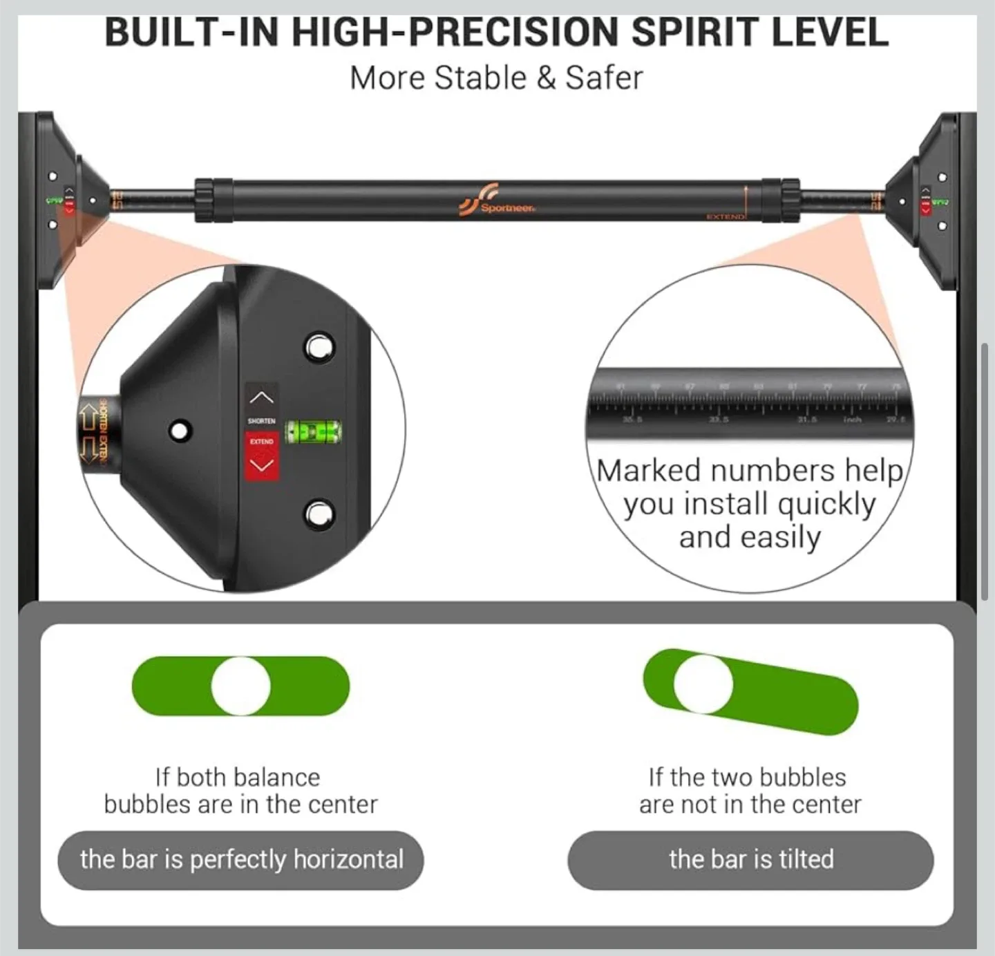 Sportneer Pull Up Bar for Doorway image indicator(5)