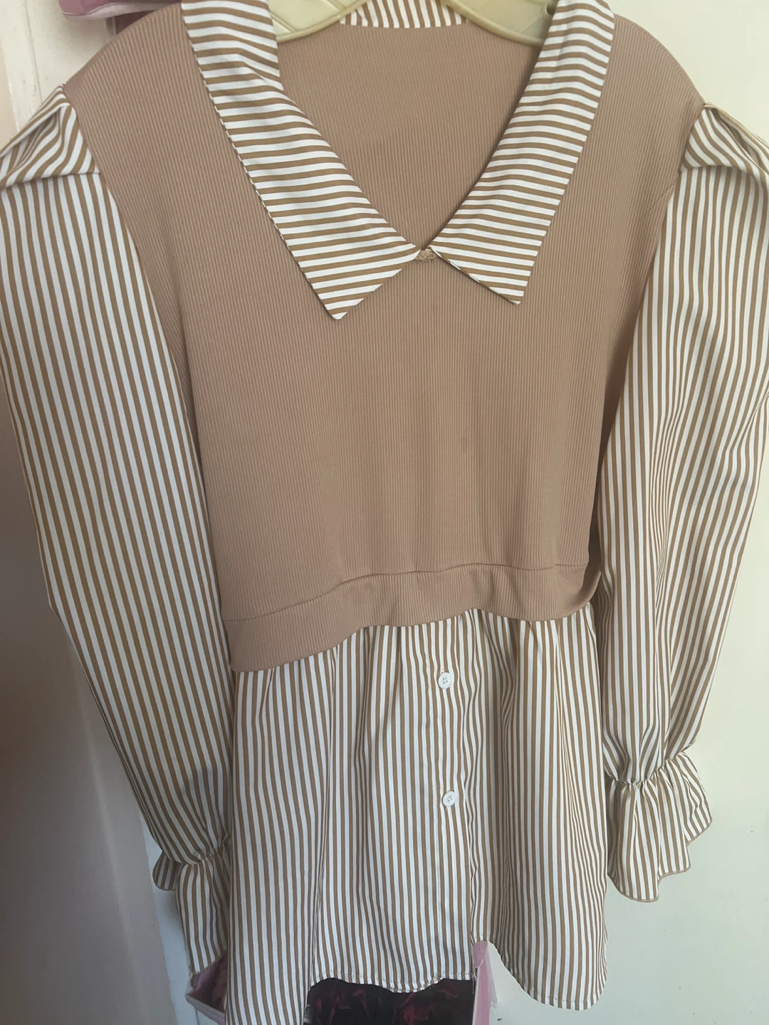 Striped Blouse - Brown & White