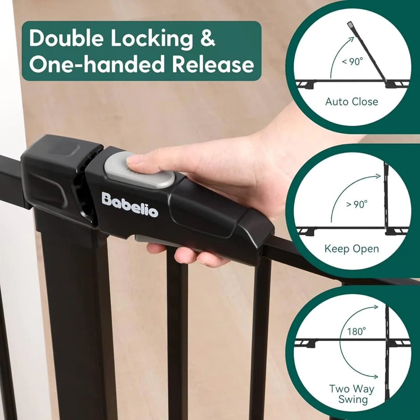 Babelio Metal Baby Gate, 29-48'' - Black image indicator(3)