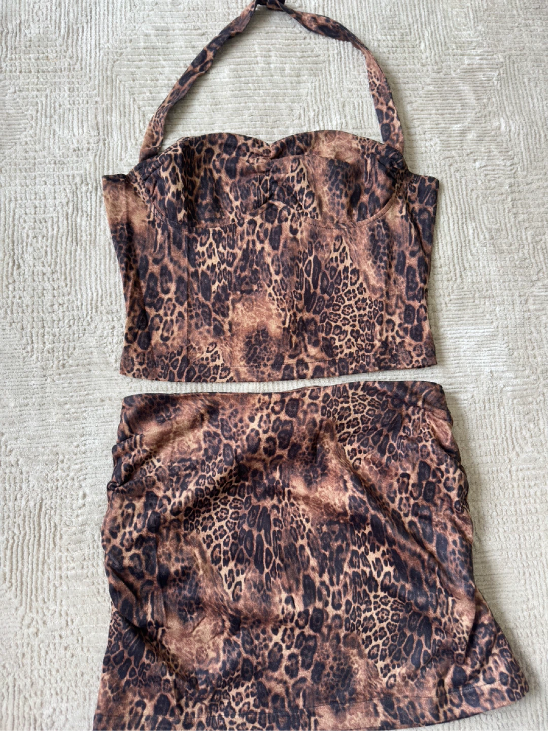 New Fashion Nova Leopard Print Two-Piece Set - Size M