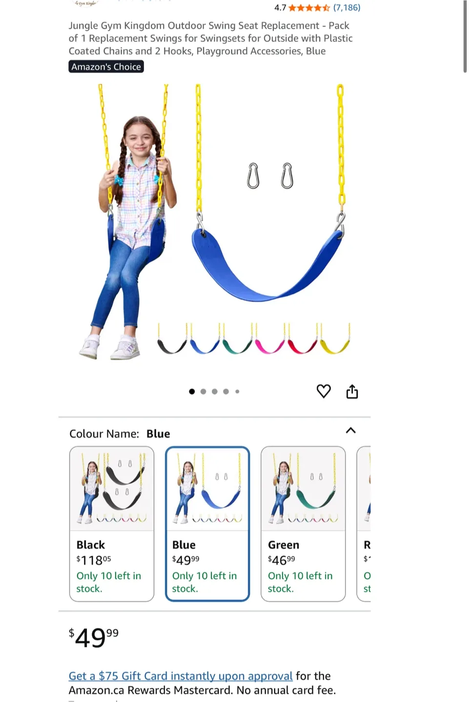 Jungle Gym Kingdom Blue and green Swing Seats 2 - New in Package image indicator(2)