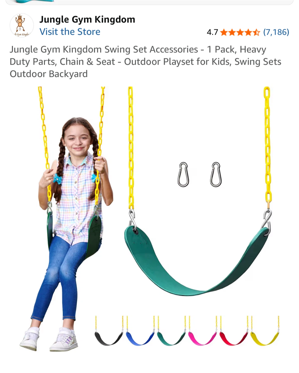 Jungle Gym Kingdom Blue and green Swing Seats 2 - New in Package