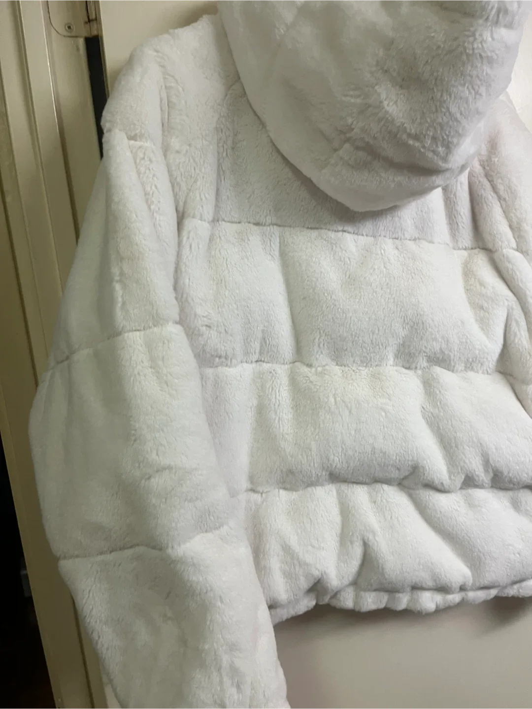 White Faux Fur Puffer coat image indicator(2)
