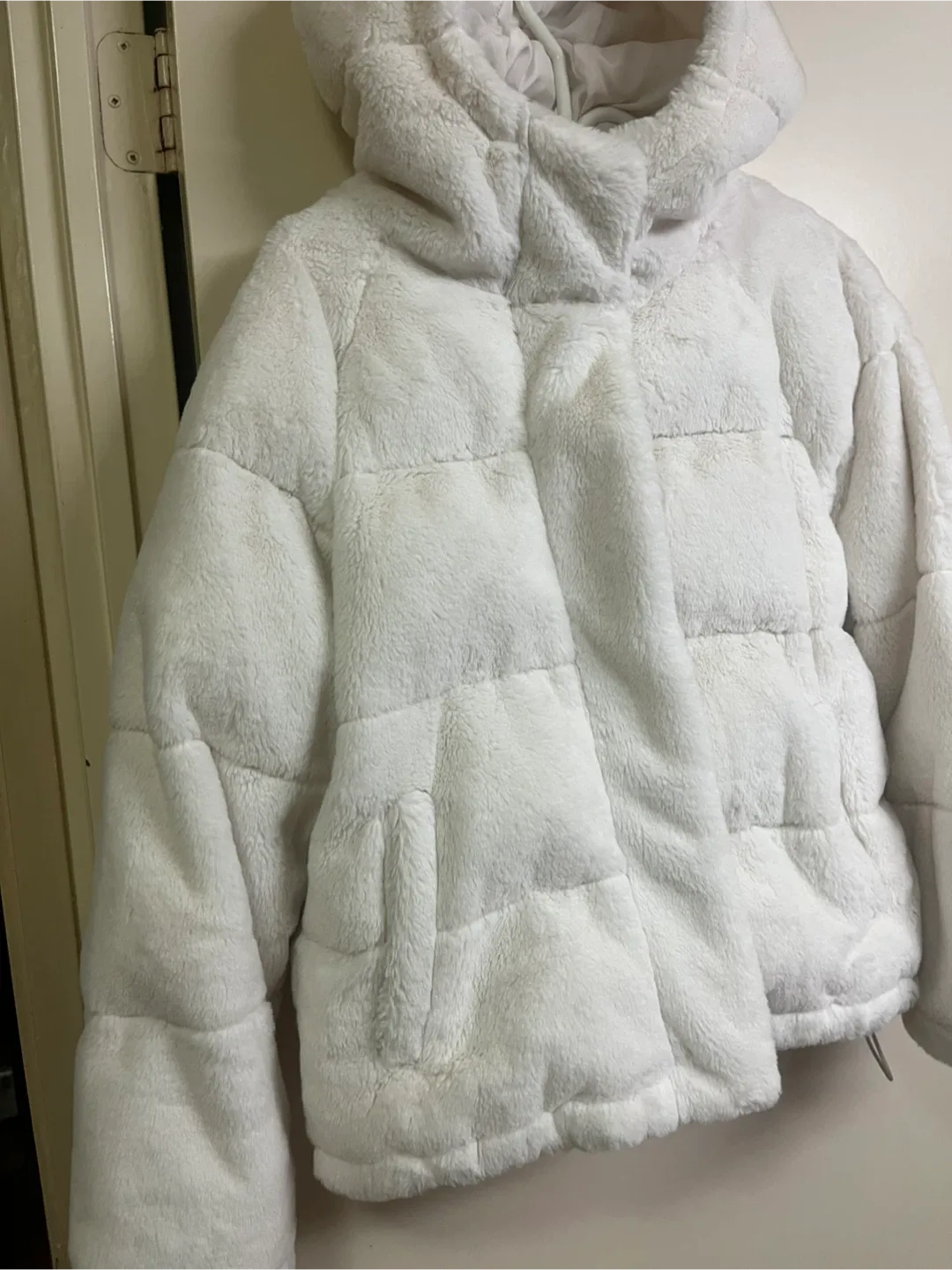 White Faux Fur Puffer Jacket thumbnail