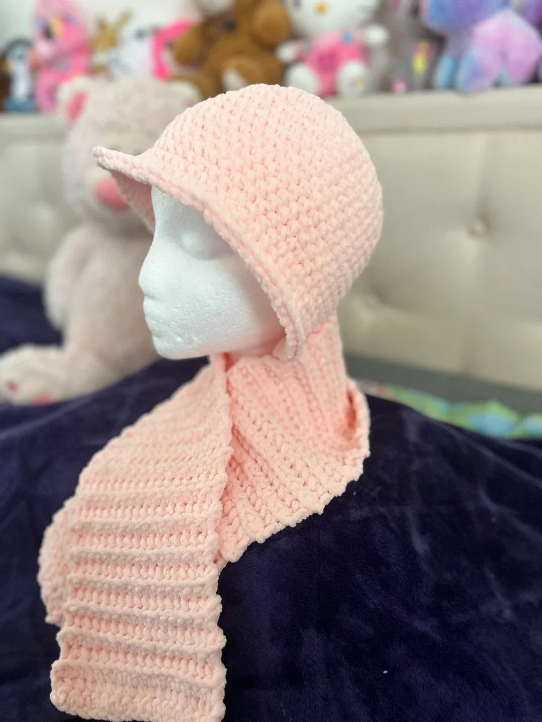 Handmade Pink Crochet Hat and Scarf Set image indicator(3)