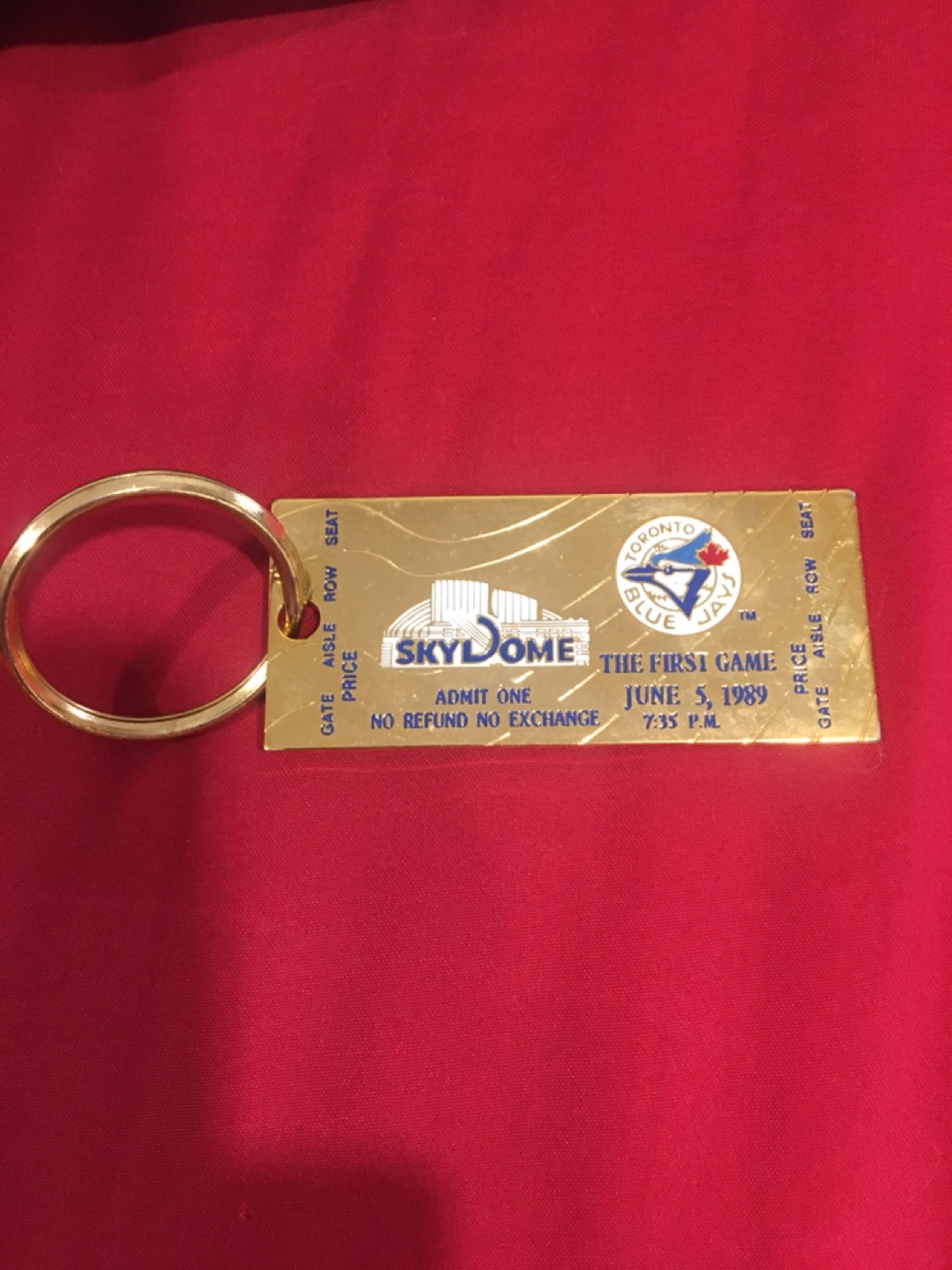 Toronto Blue Jays Skydome First Game Ticket Keychain