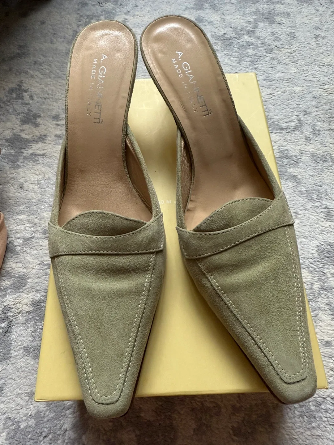 A. Giannetti Olive Suede Mules - Size 9.5 thumbnail