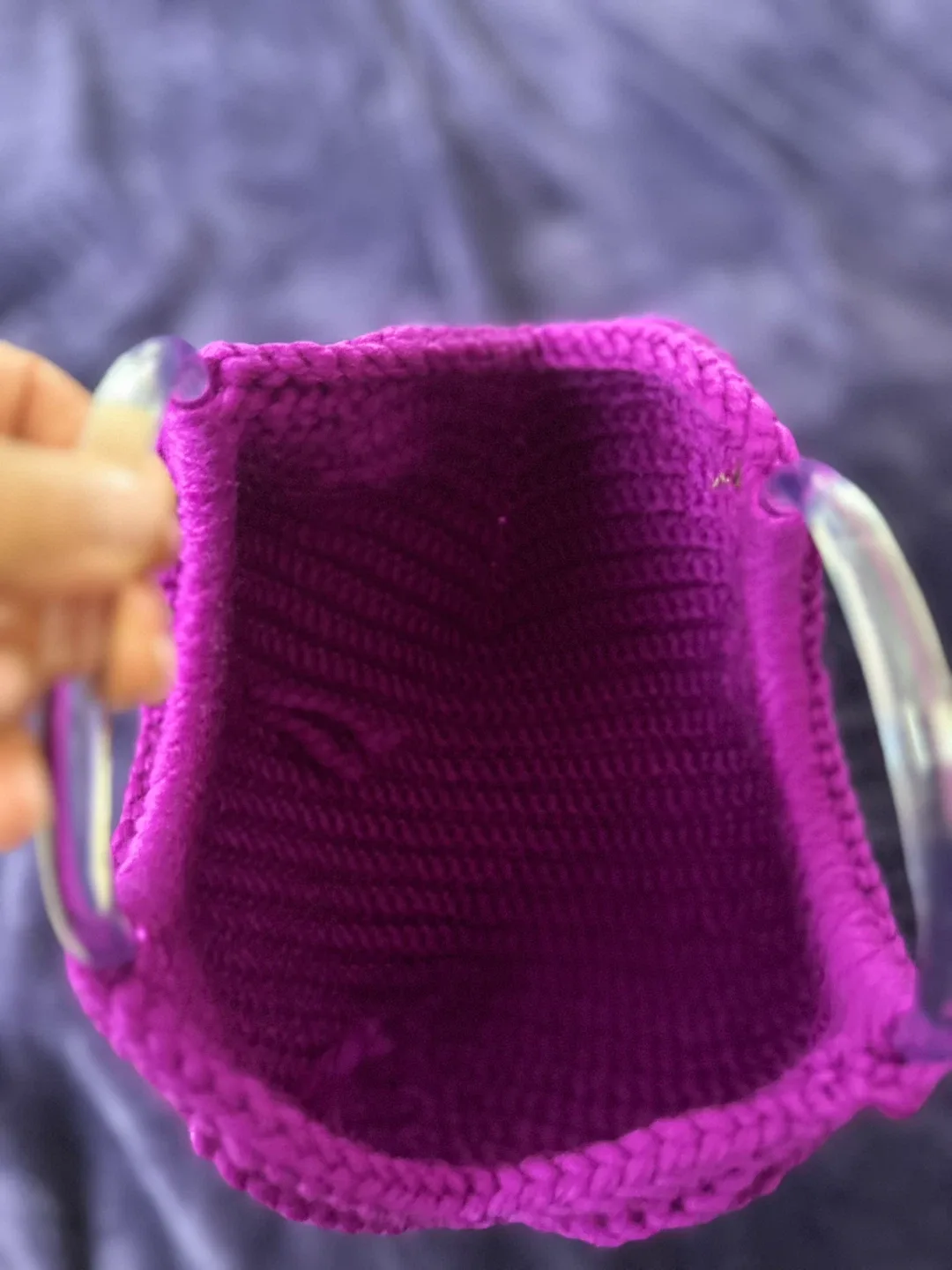 Purple Crochet Handbag with Clear Handles image indicator(2)