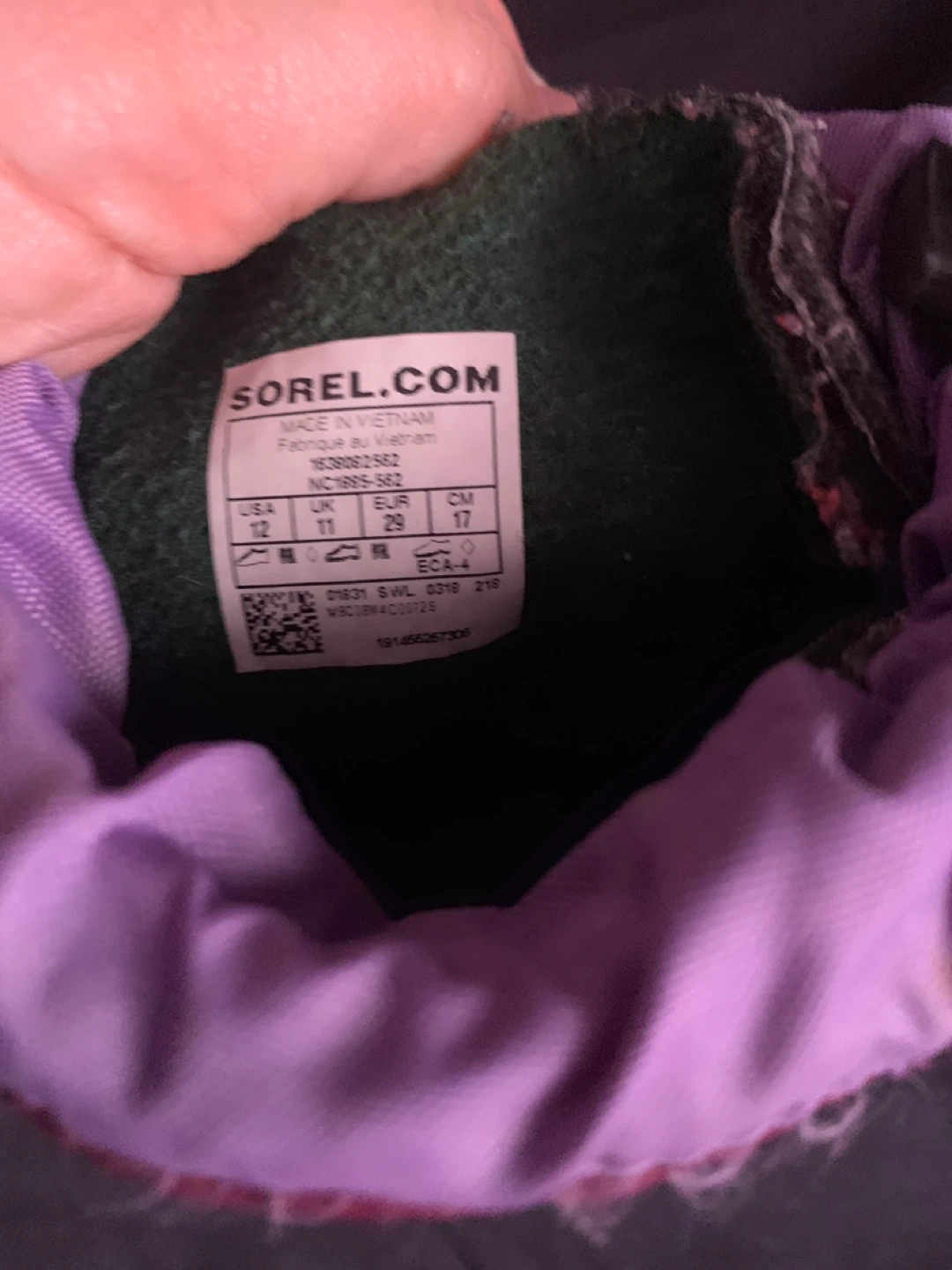 Sorel Purple Kids Winter Boots - Size 12