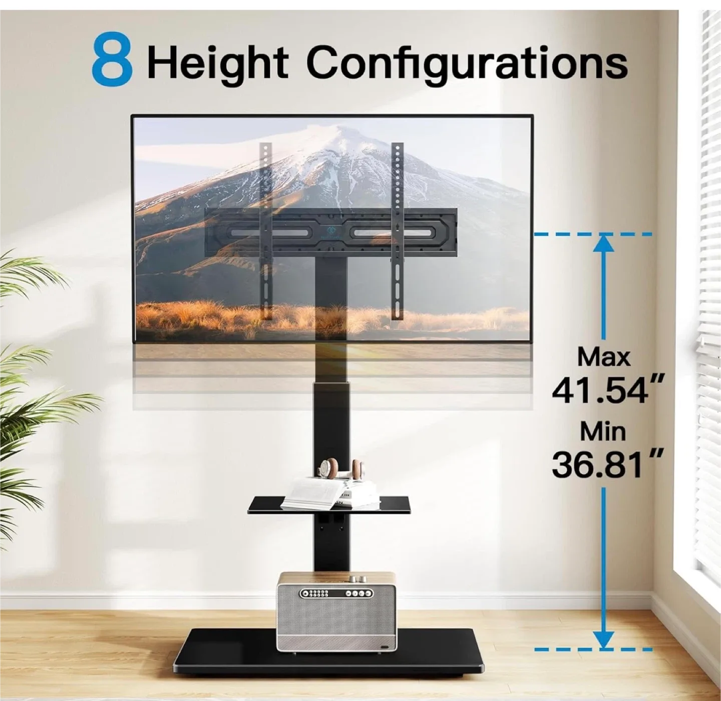TV Mount Stand With Tempered Glass Shelf -Like New! image indicator(5)