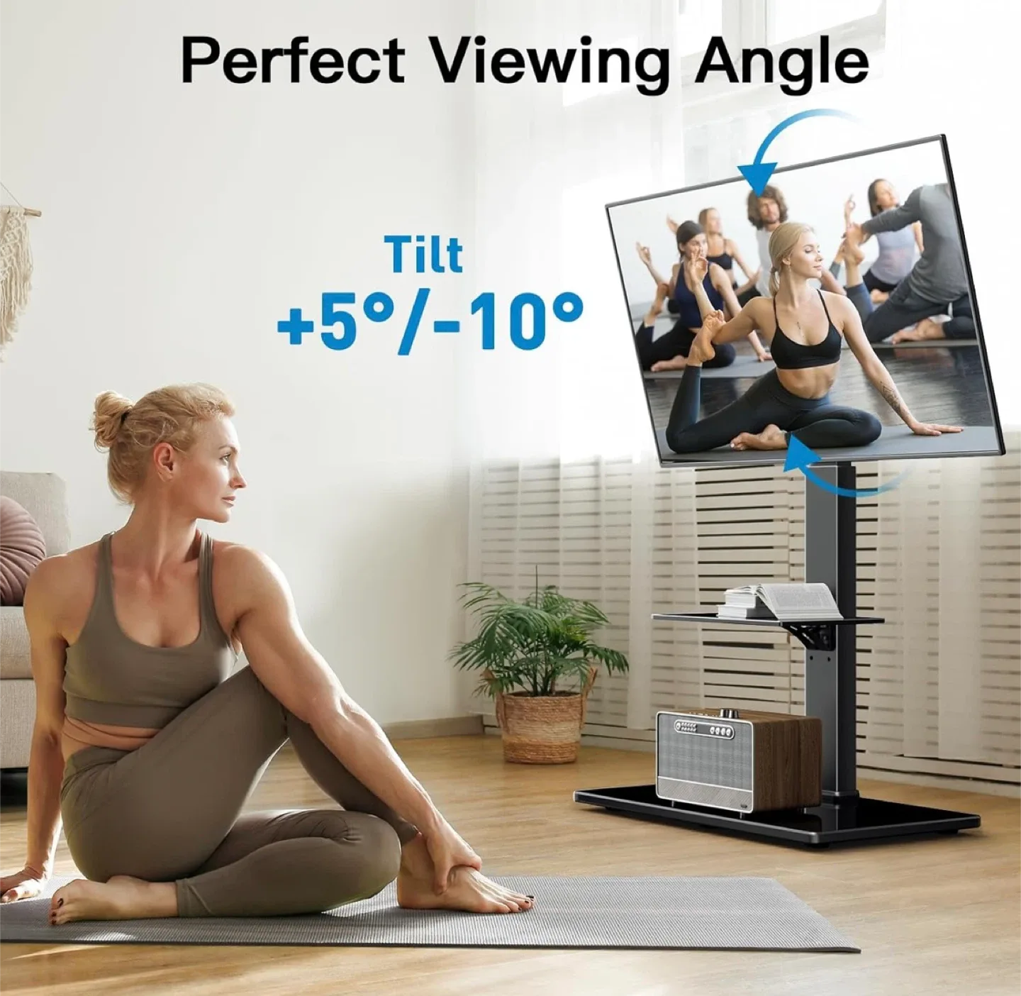 TV Mount Stand With Tempered Glass Shelf -Like New! image indicator(6)