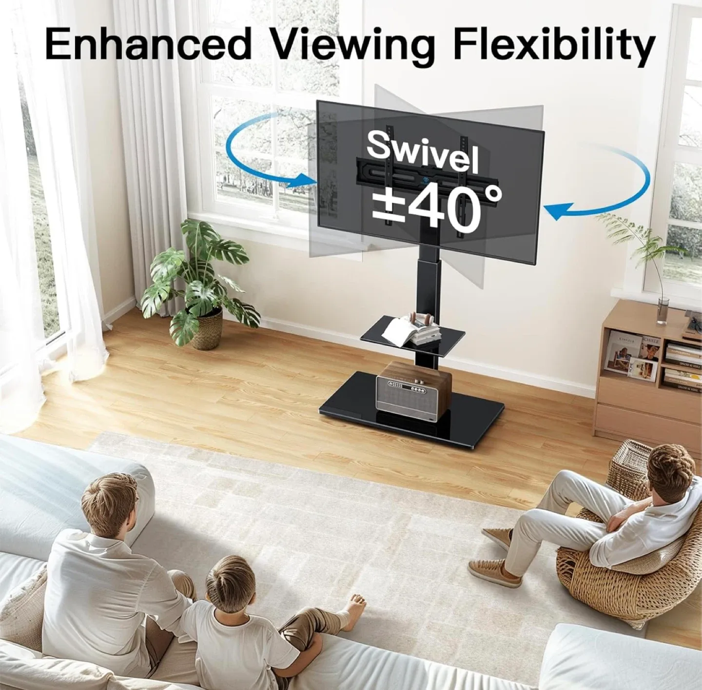 TV Mount Stand With Tempered Glass Shelf -Like New! image indicator(7)