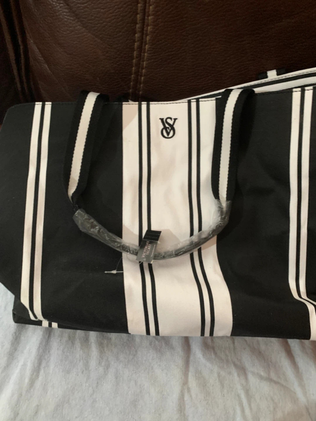 Victoria's Secret Black & White Striped Tote Bag - photo 3