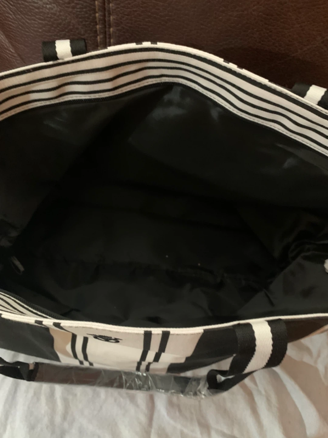 Victoria's Secret Black & White Striped Tote Bag - photo 2