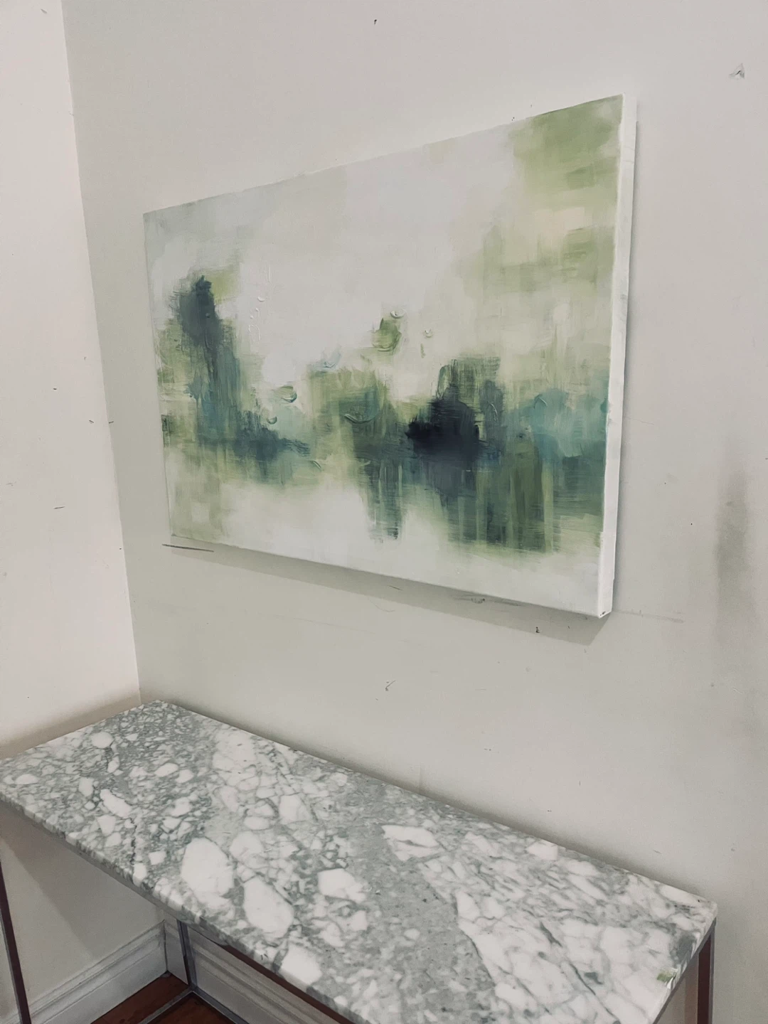 Abstract Painting - Green & White - photo 2