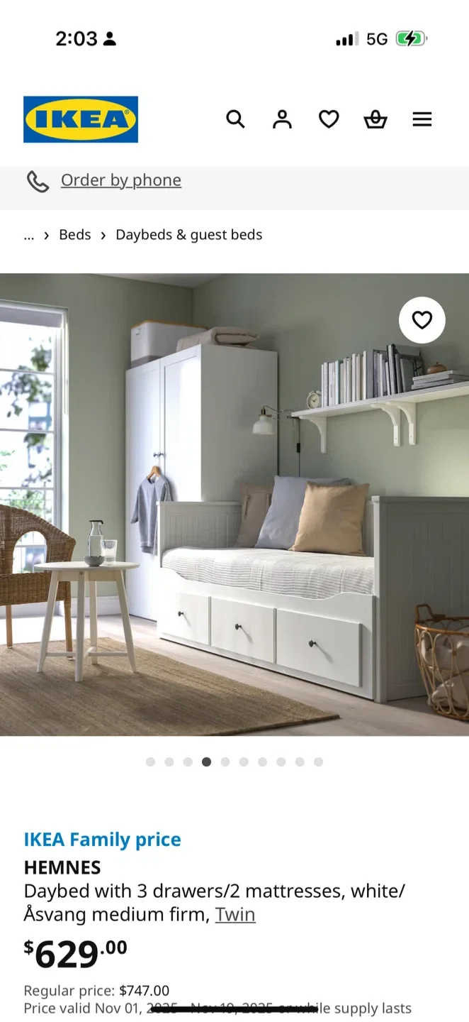 🥕IKEA Hemnes Daybed with 3 Drawers - Twin image indicator(2)