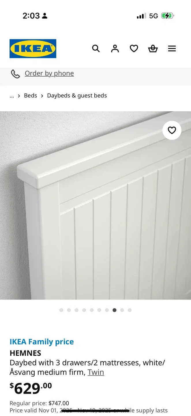 🥕IKEA Hemnes Daybed with 3 Drawers - Twin image indicator(4)