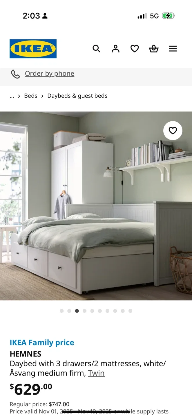 🥕IKEA Hemnes Daybed with 3 Drawers - Twin image indicator(3)