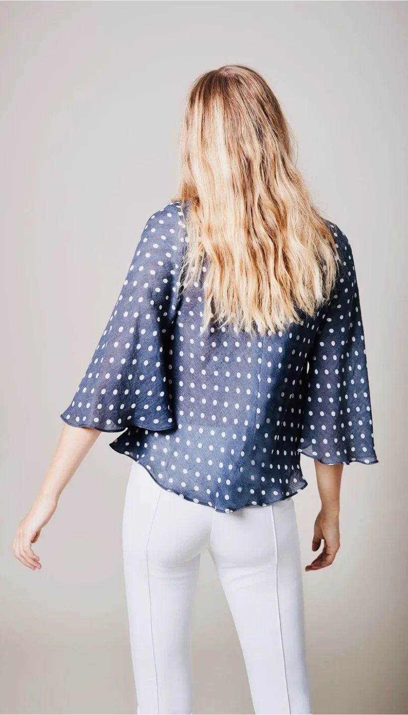 Smythe Bardot Polka Dot Print Linen Blend Blouse image indicator(2)