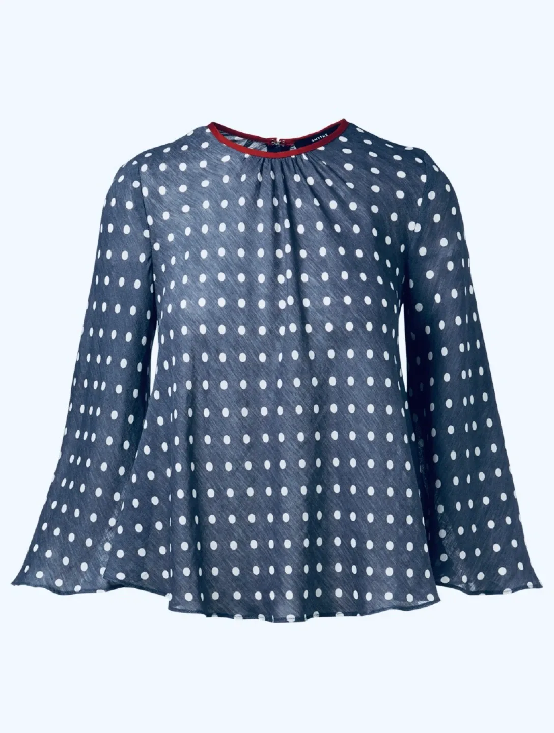 Smythe Bardot Polka Dot Print Linen Blend Blouse image indicator(4)