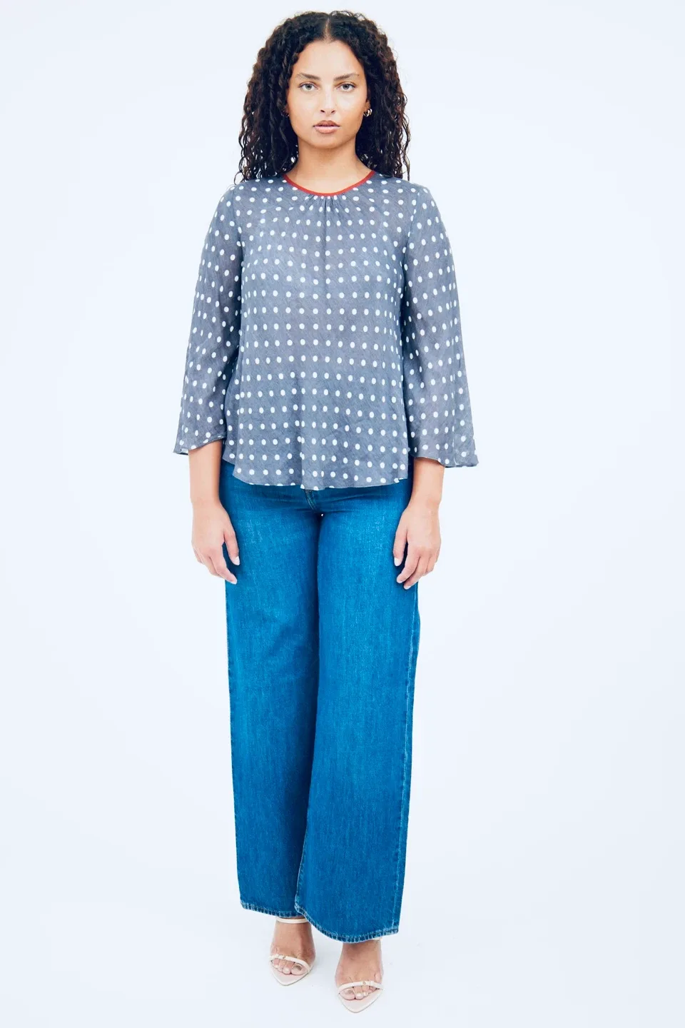 Smythe Bardot Polka Dot Print Linen Blend Blouse image indicator(6)