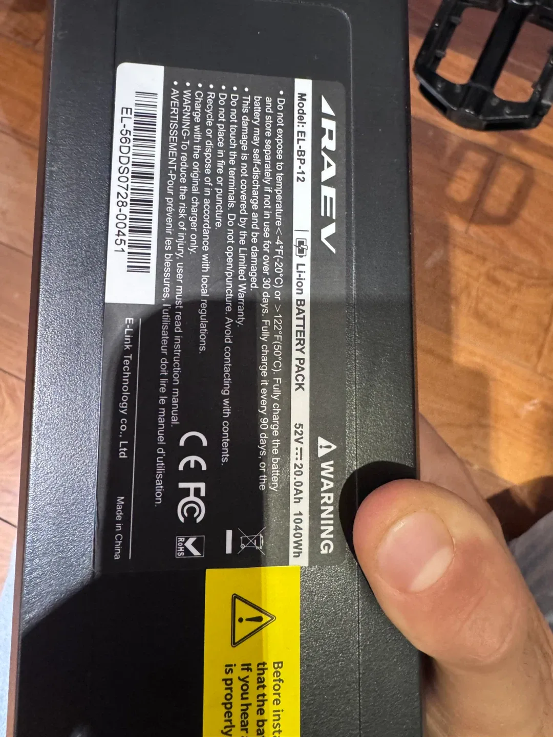 RAEV EL-BP-12 Li-Ion Battery Pack 52V 20.0Ah image indicator(3)