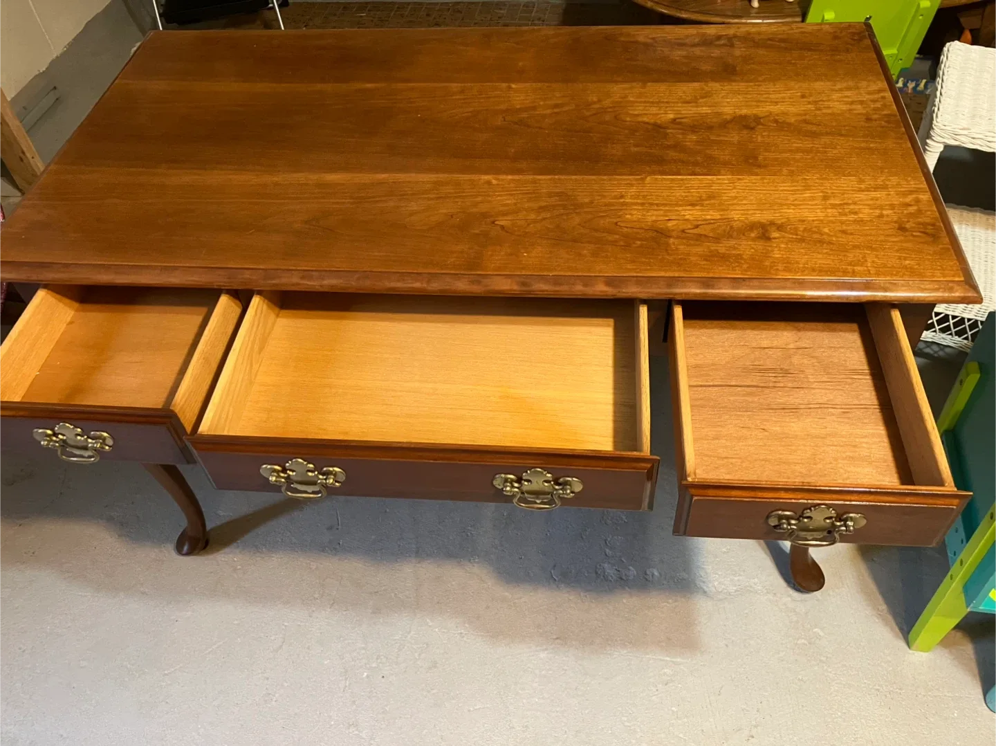 Vintage Wooden Desk with Drawers image indicator(2)