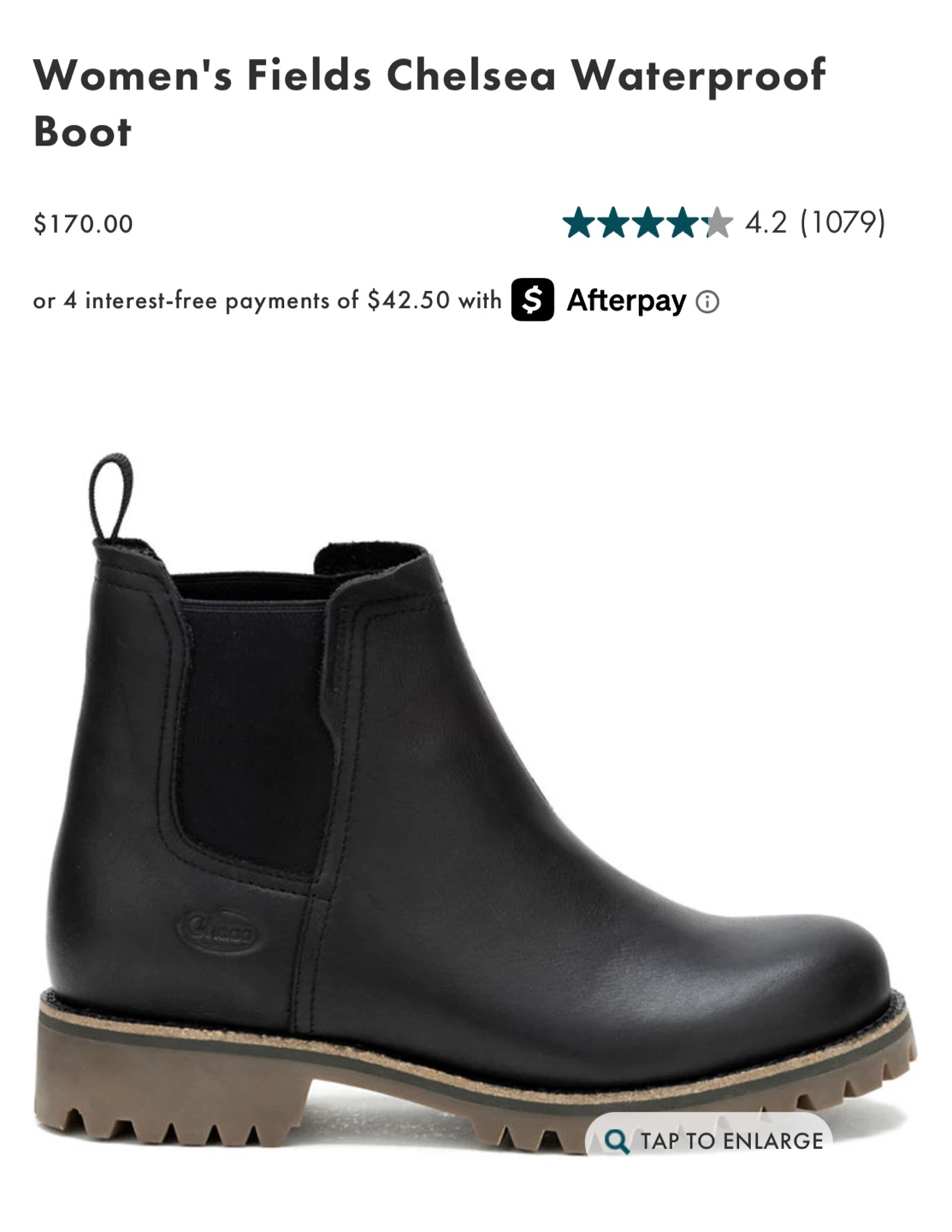 Chaco Black Women's Fields Chelsea Waterproof Boot