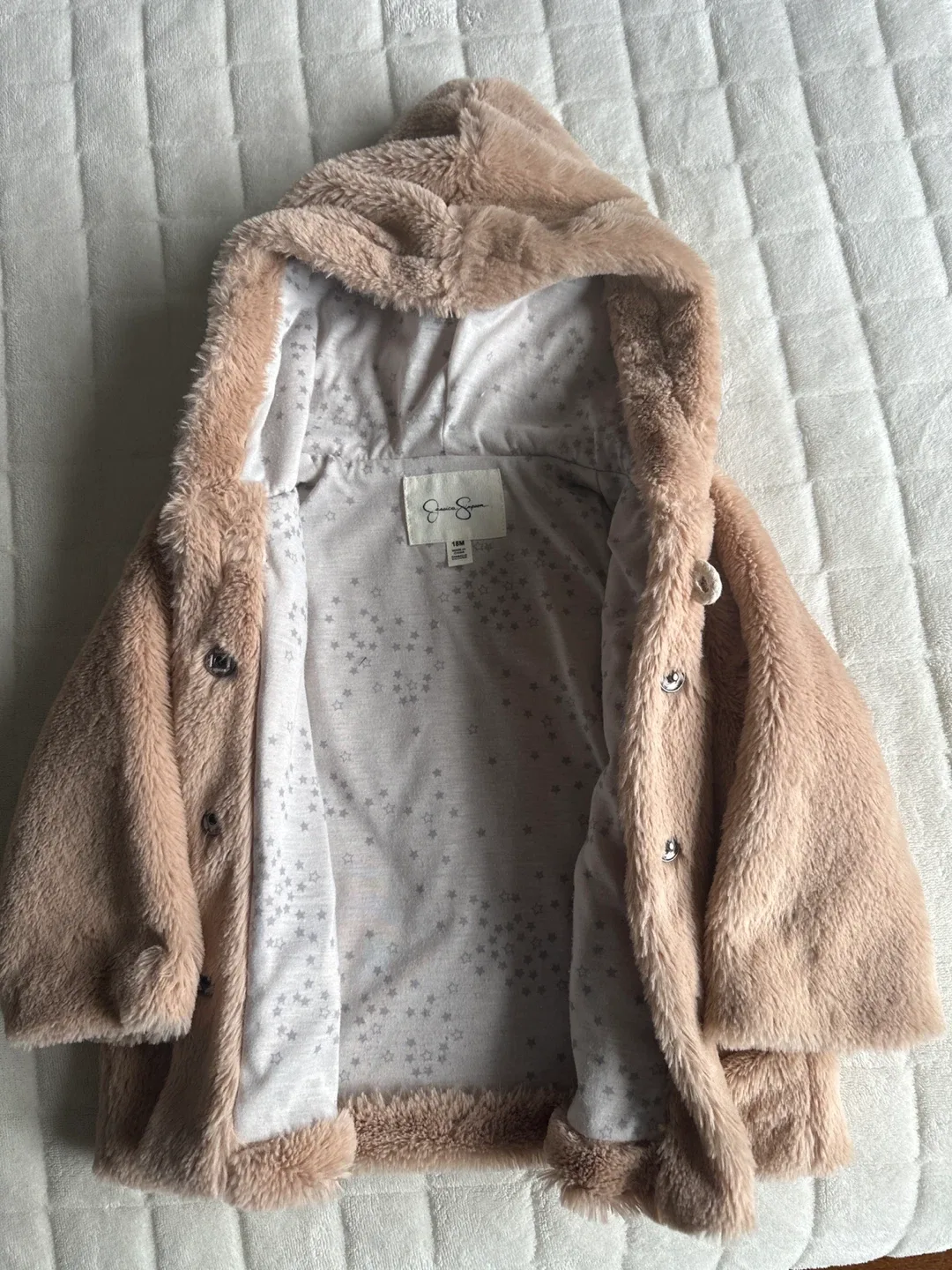 Jessica Simpson Baby Faux Fur Hooded Coat - 12M image indicator(2)