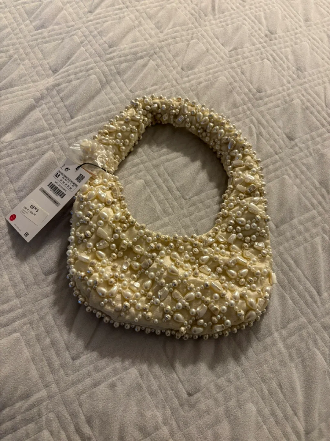 Zara Beaded Cream Bag - New with Tags! image indicator(3)