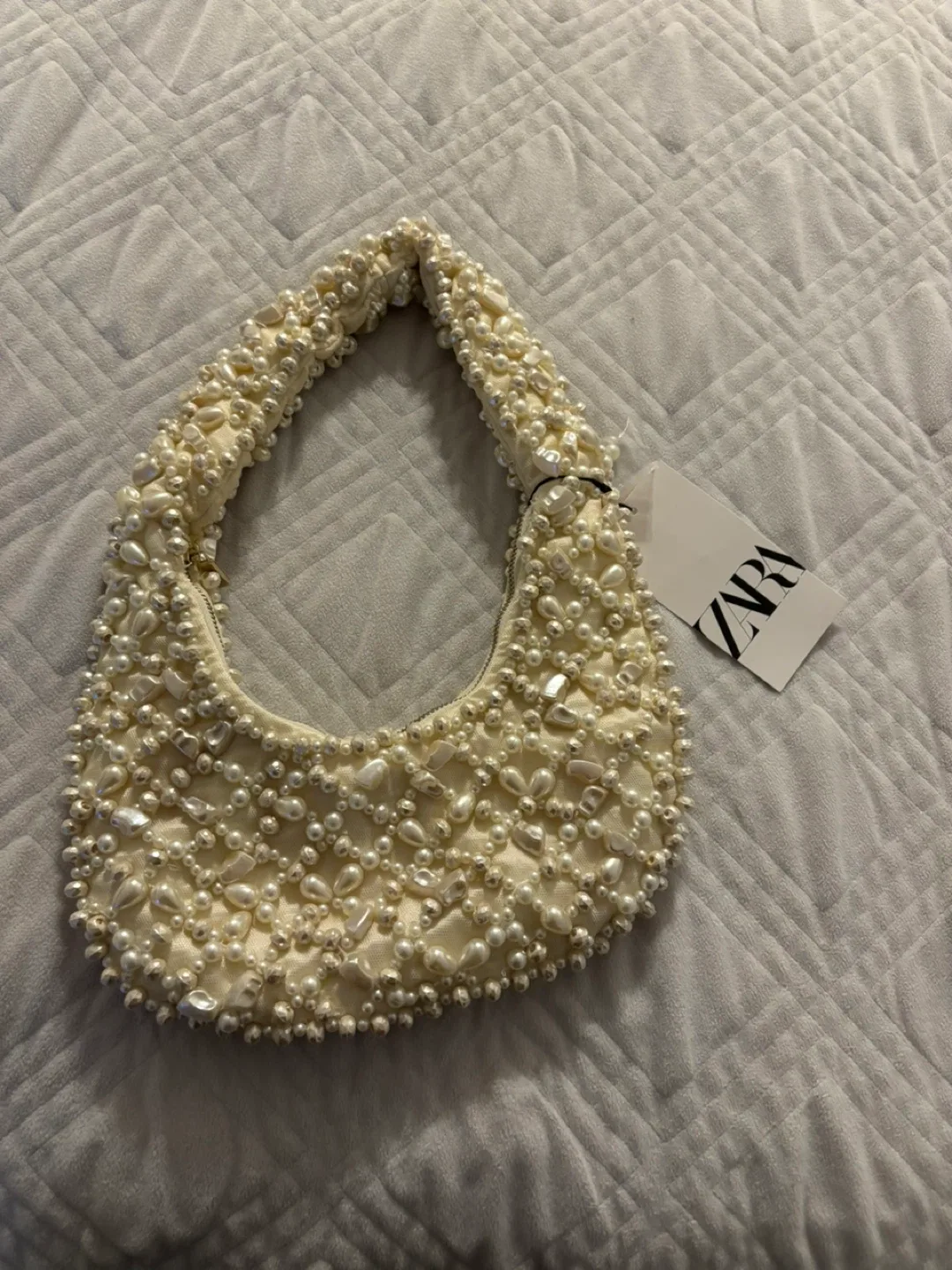 Zara Beaded Cream Bag - New with Tags!