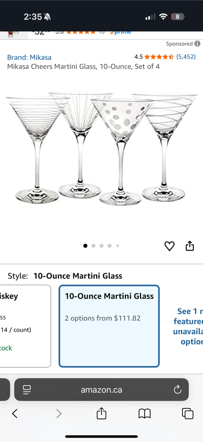 Mikasa Cheers Martini Glasses, Set of 8 - photo 5
