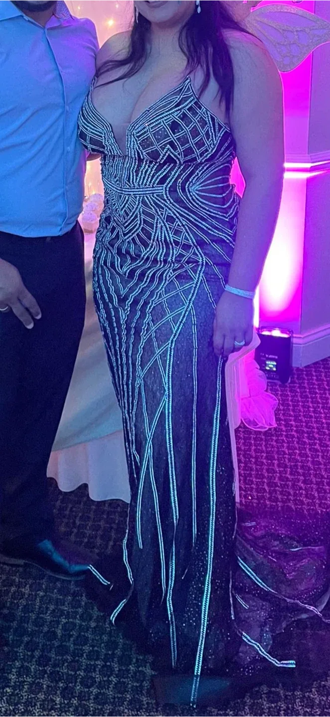 Black & Silver Sequin Strapless Evening Gown image indicator(3)