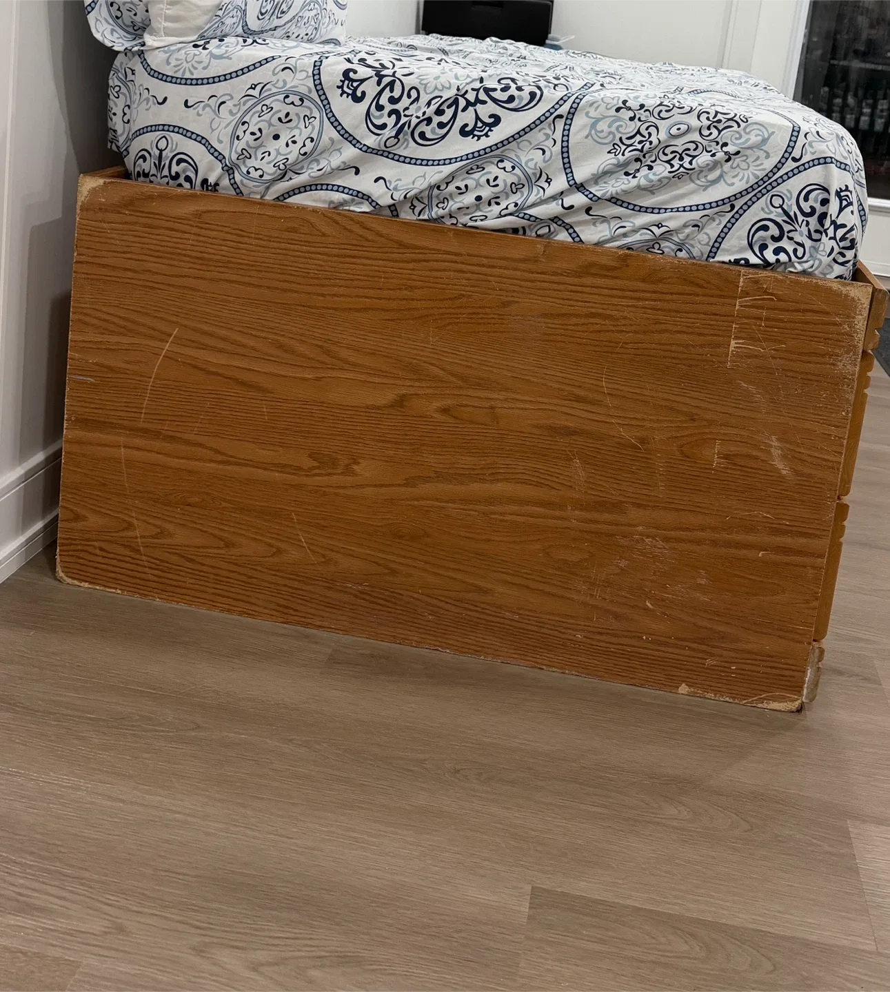 Oak Wood Platform Bed with Storage image indicator(2)
