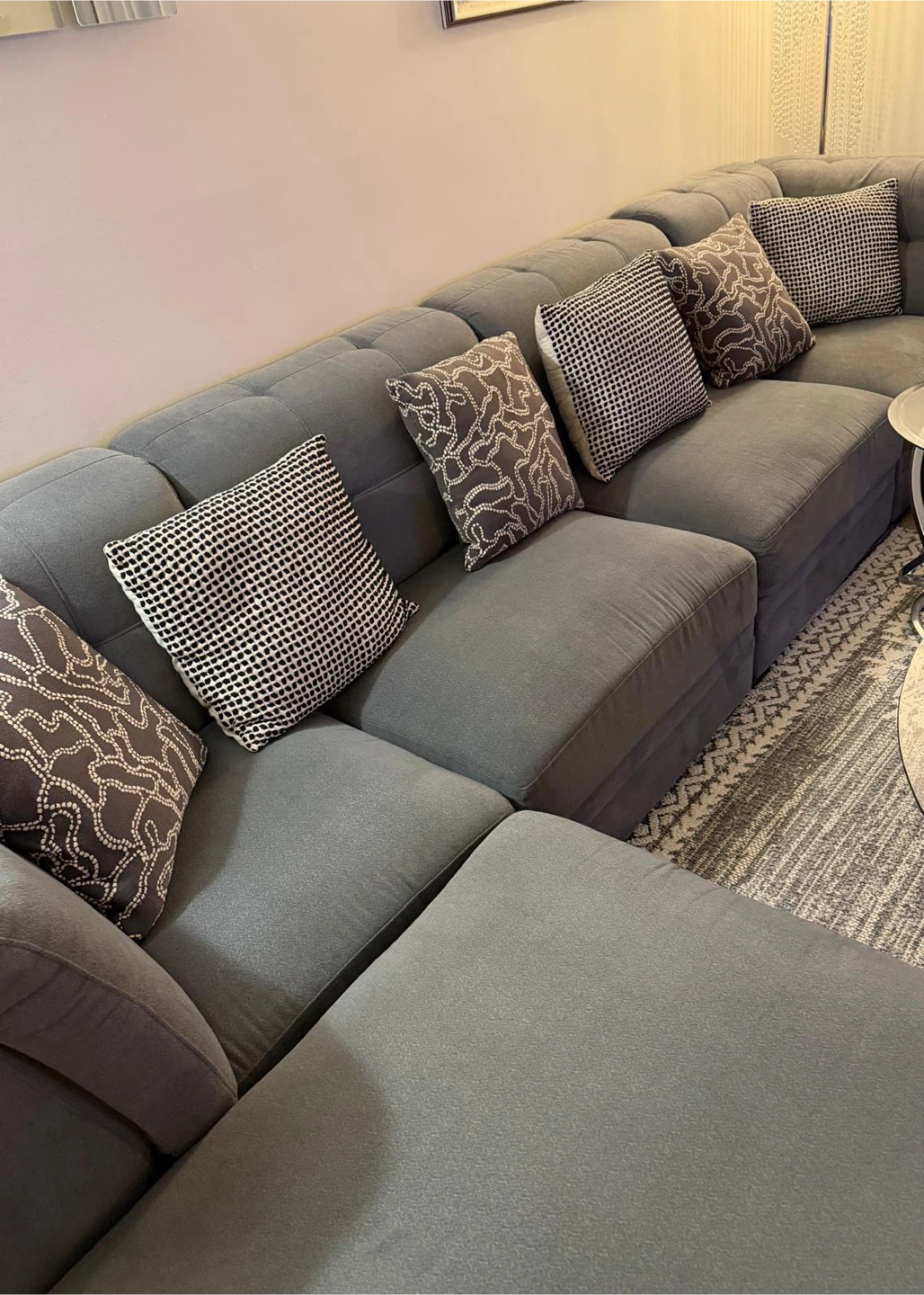 Grey Sectional Sofa with glass tables - photo 4