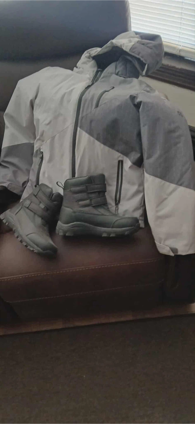 Black Winter Boots and Winter Coat