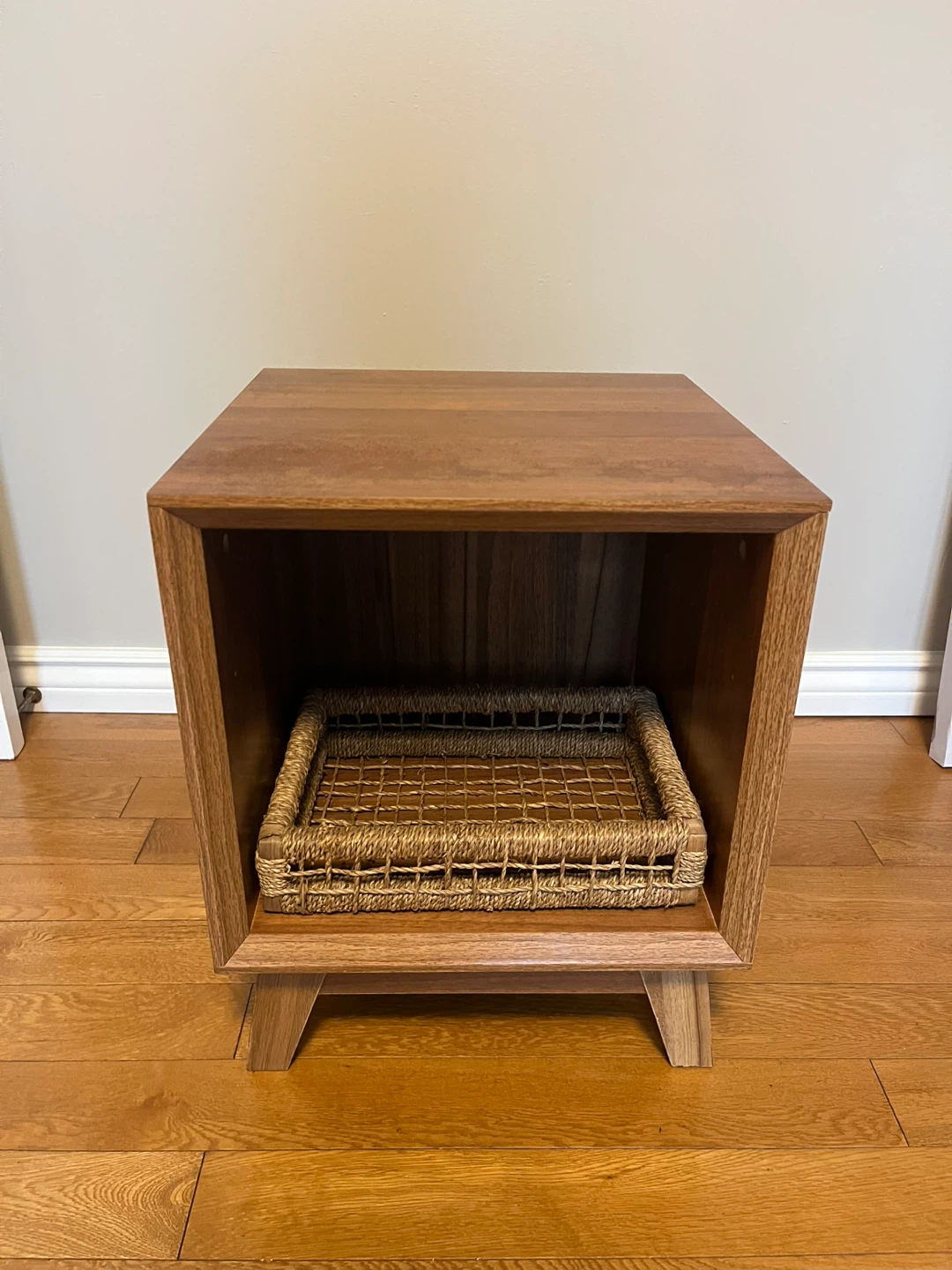Modern Side End Table, Walnut Brown