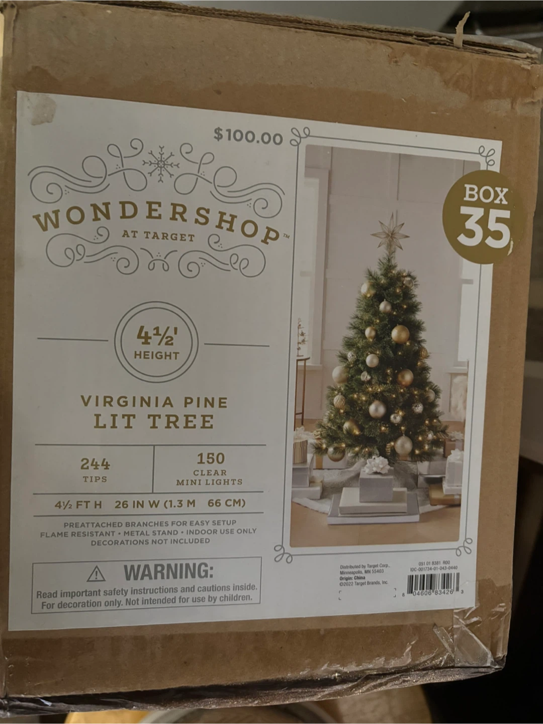 Wondershop Virginia Pine Lit Tree 4.5ft