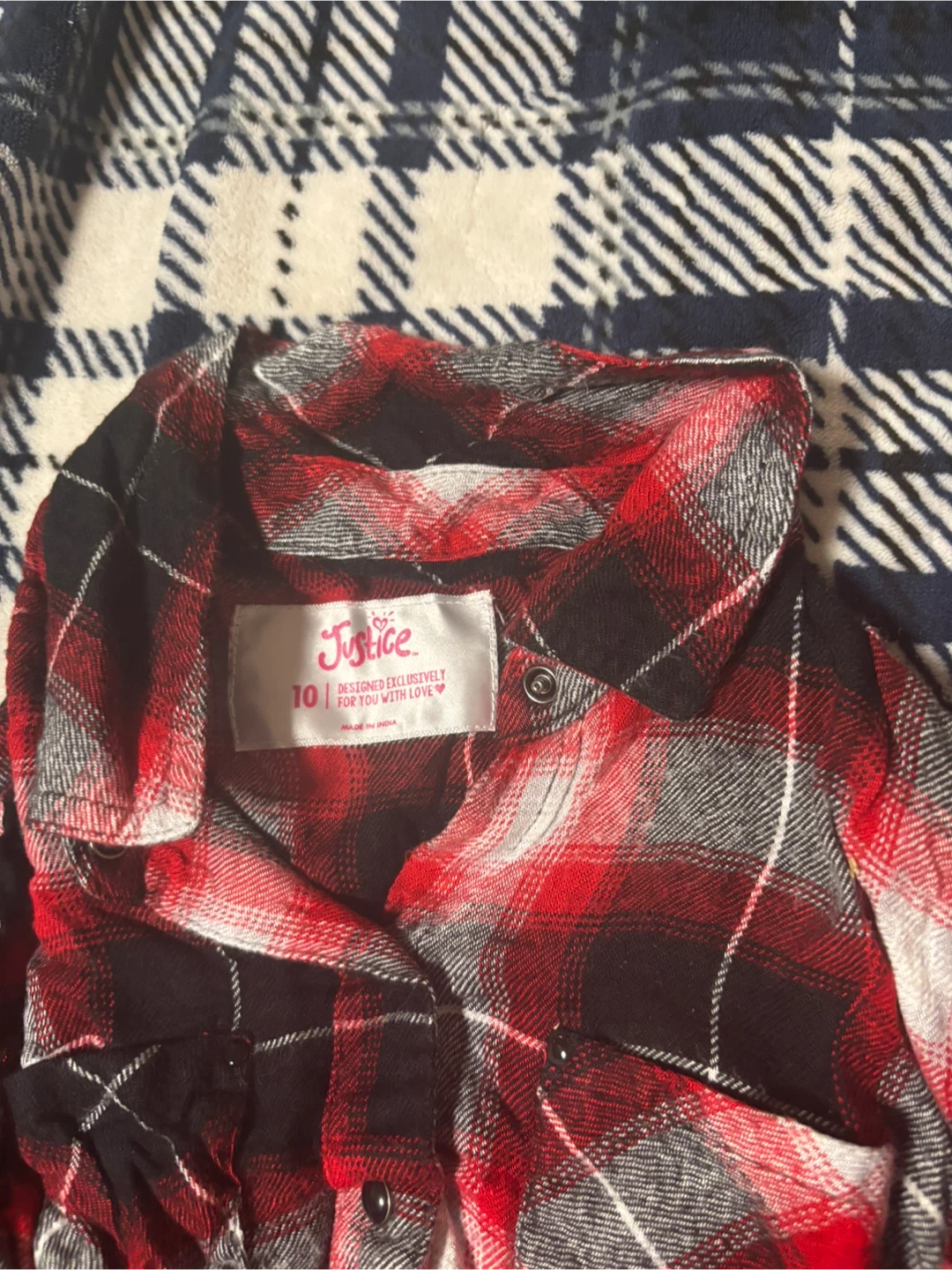 Justice Girls Flannel Plaid Shirt - Size 10 - photo 2