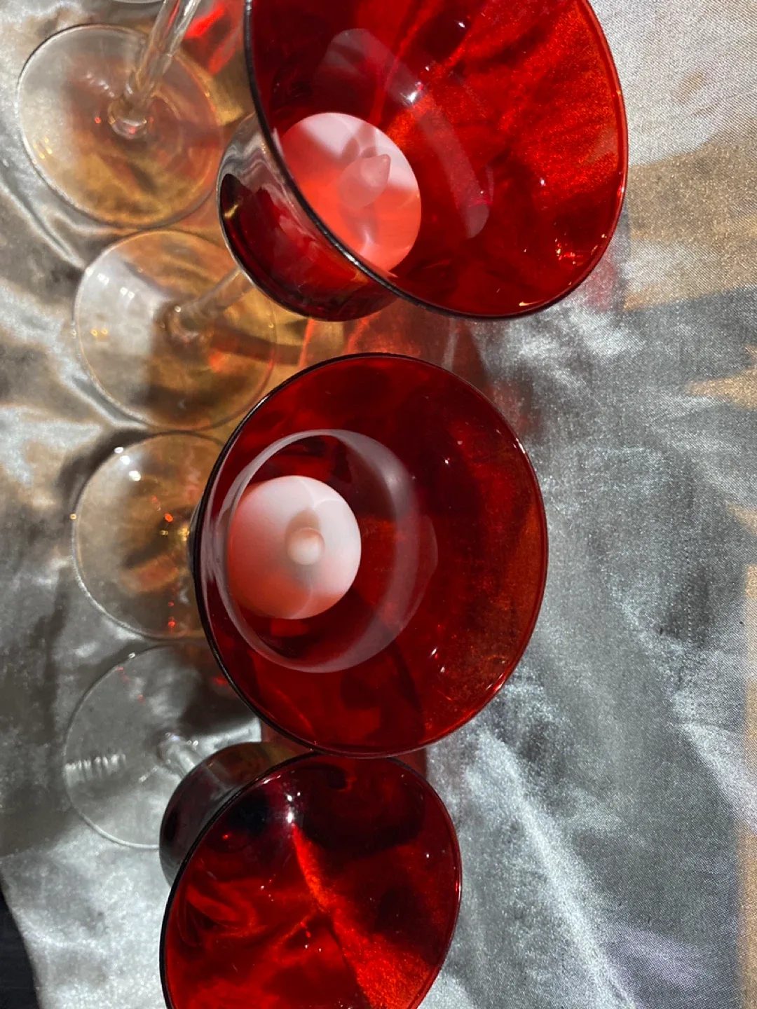 Set of 5 Red Glass Tulip Candle Holders image indicator(5)