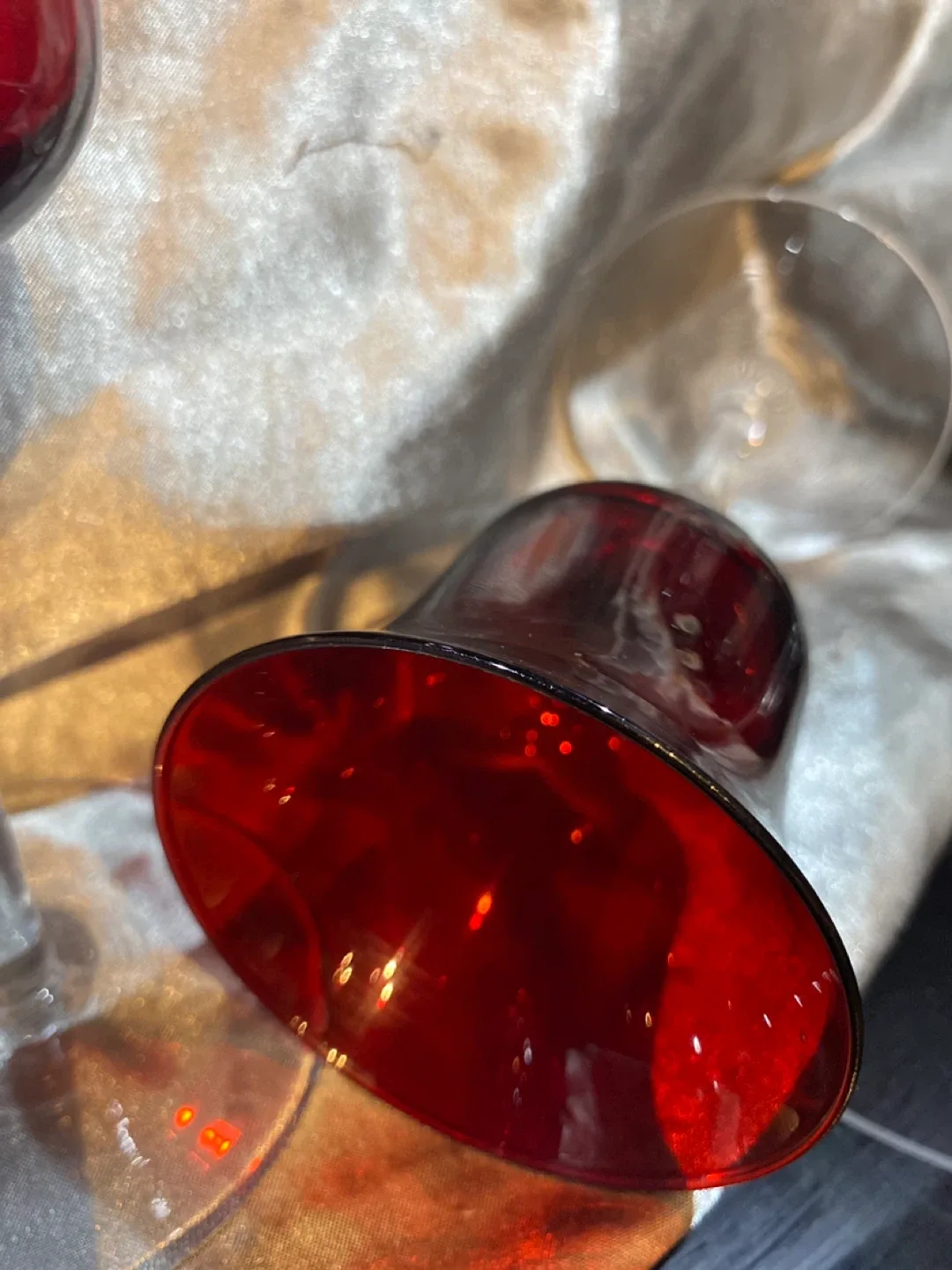 Set of 5 Red Glass Tulip Candle Holders image indicator(3)
