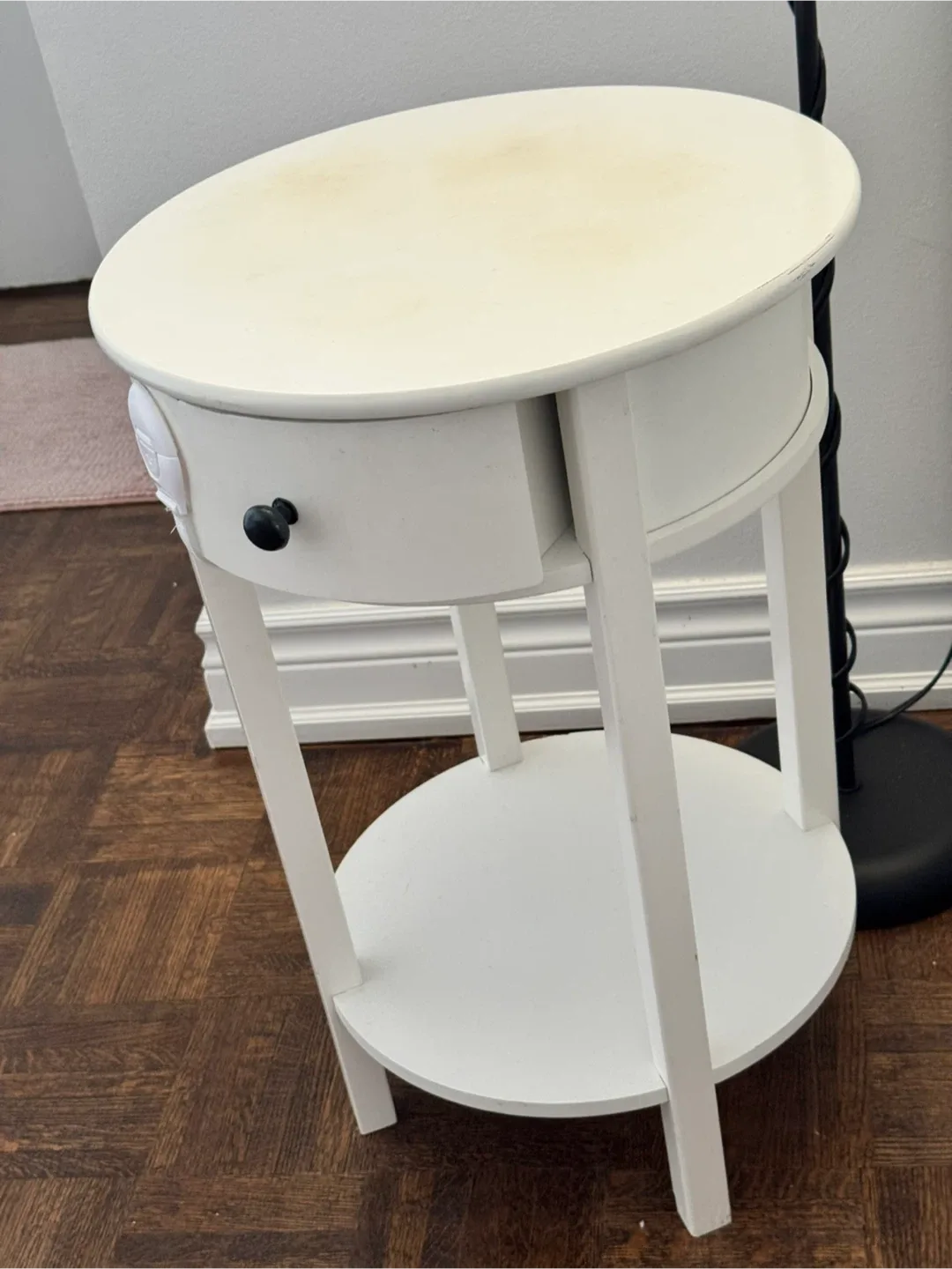 White Round Side Table with Drawer image indicator(3)