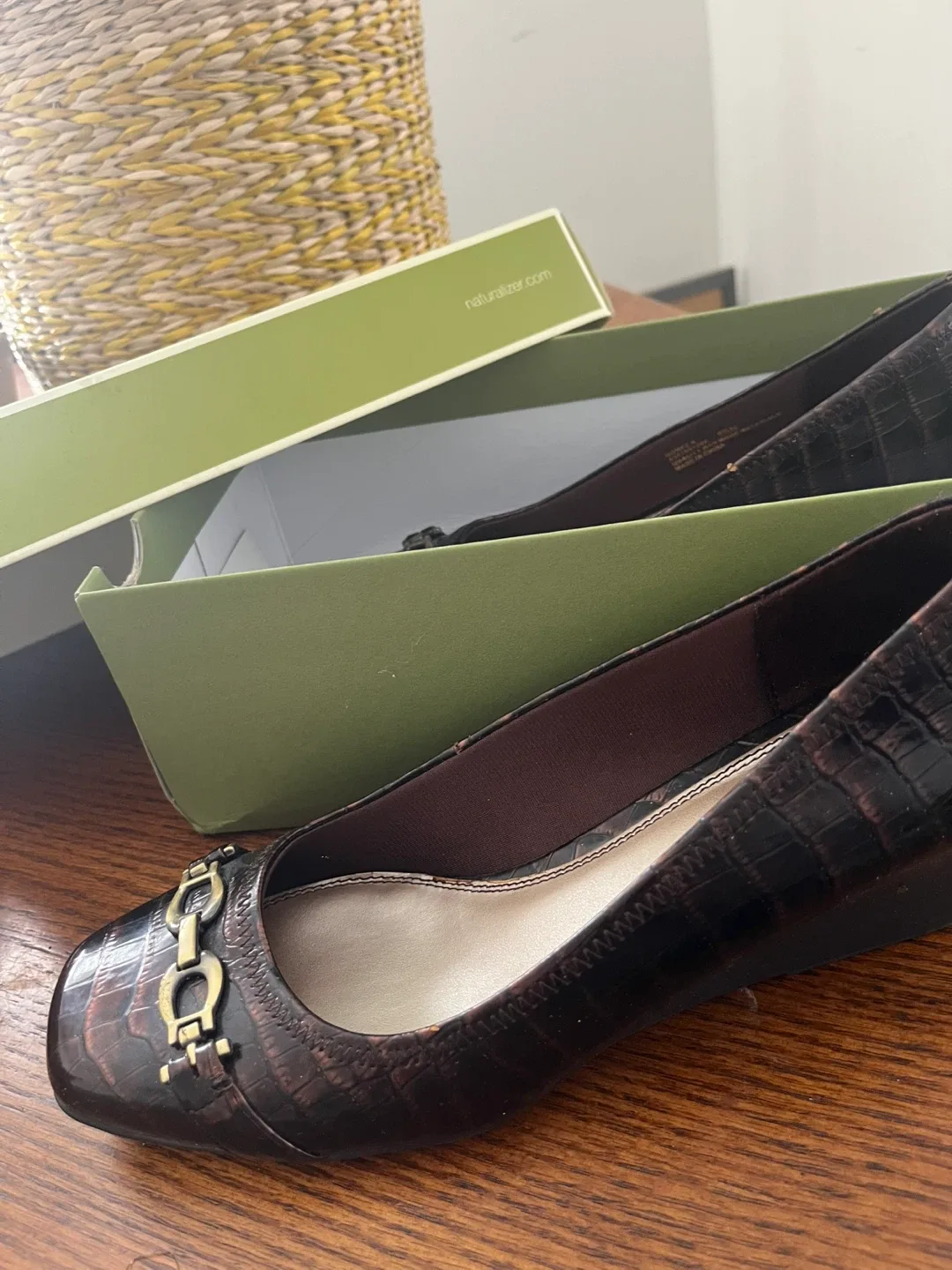 Naturalizer Brown Croc Embossed Pumps