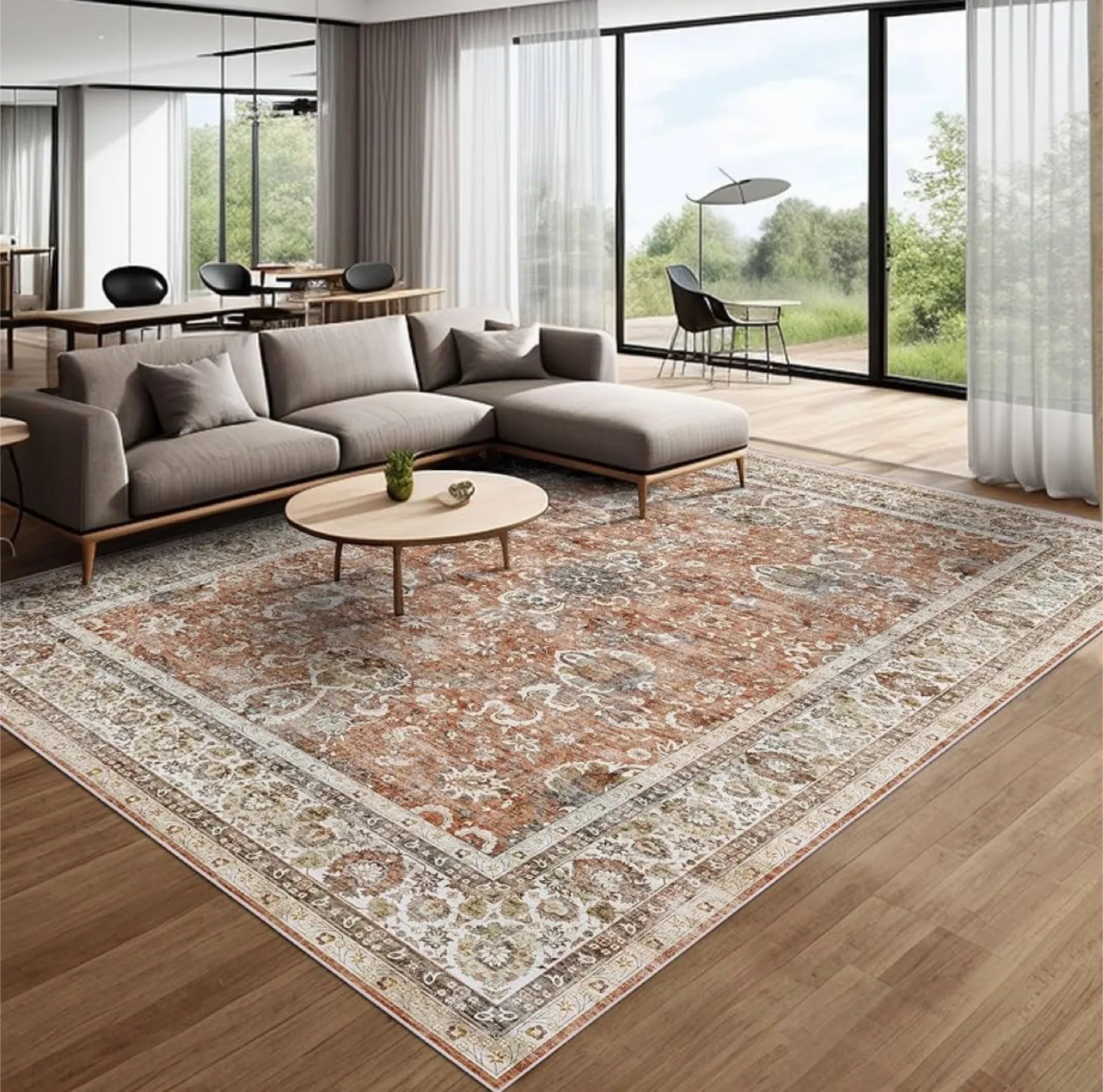 Brand New 9x12ft Brick Red Area Rug image indicator(6)